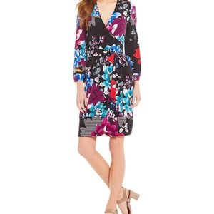 Calvin Klein Floral Kimono Faux Wrap Dress Sz 6